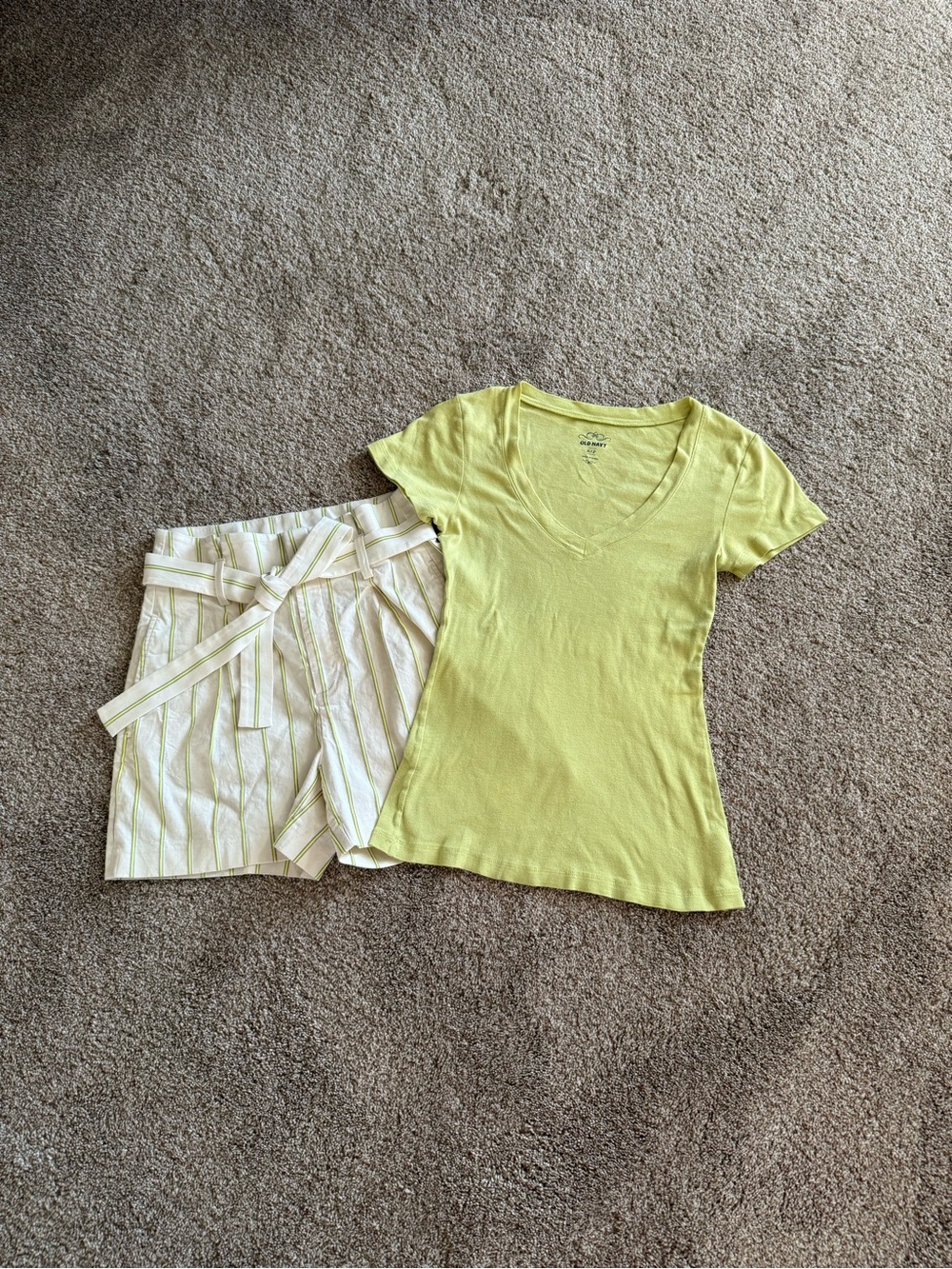 Set of Banana Republic High Waist Paperbag Shorts and T-shirt
